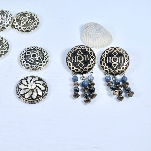 Vintage Metal Cabochons and Dangle Extenders, Jewelry Making Supplies - Picture 6 of 8